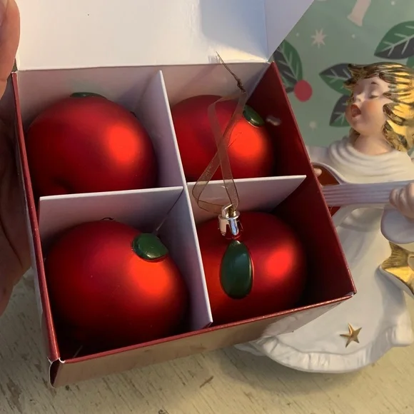 4 pc 🍎 IKEA Apple Christmas ornaments decorations holiday decor red fruit new - Picture 15 of 15